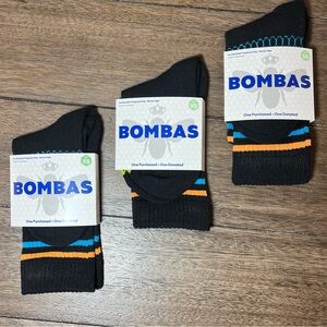 Bombas Black Striped Ankle Socks XS Cushioned Arch Support Athletic Odor Control